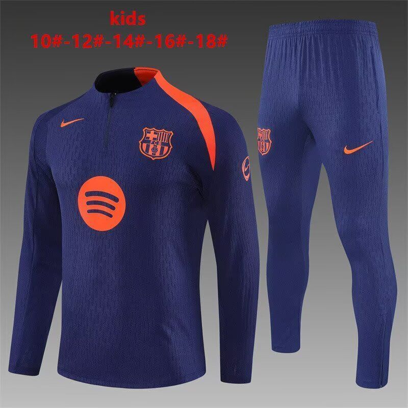 Kids Barcelona 25/26 Tracksuit - Navy Blue/Orange
